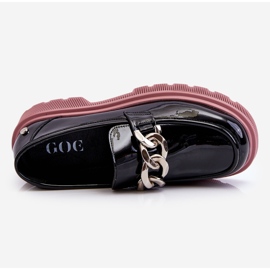 Mocassins Vernis Avec Chaîne GOE LL2N4039 Noir-Violet 1