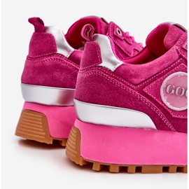 Chaussures de sport à plateforme en daim pour femmes GOE LL2N4002 Fuchsia rose 2