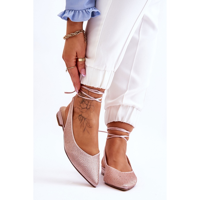 Ballerines Beiges Nouées Avec Strass Mavis brun 1