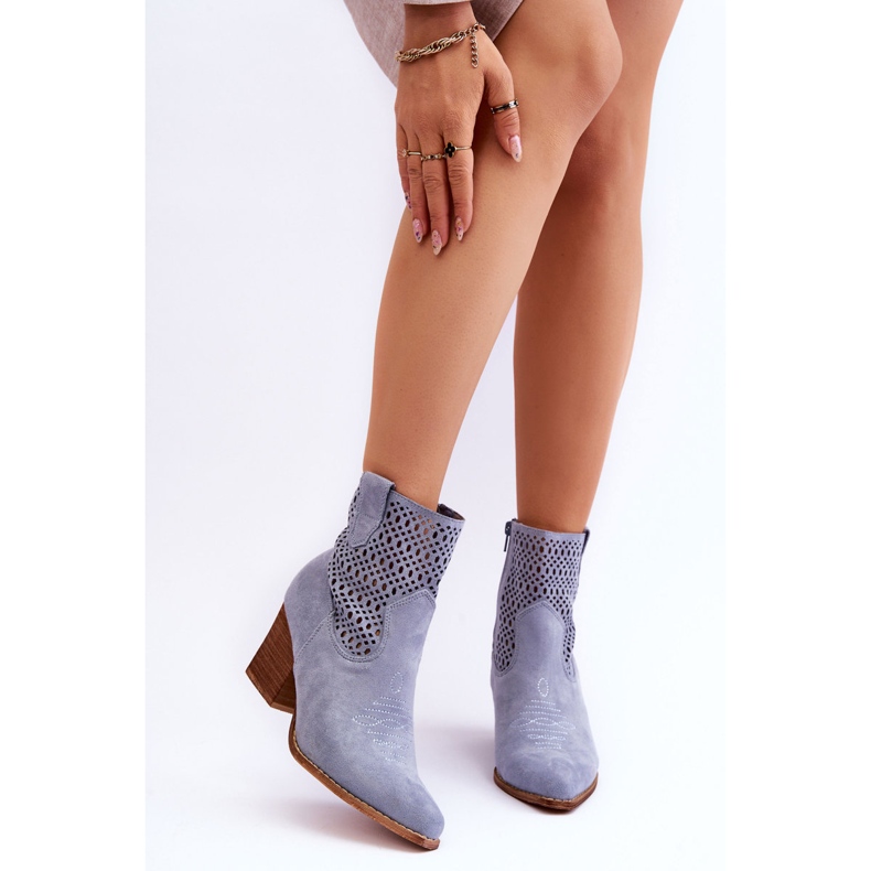 FB1 Santiags Femme en Daim Bleu Clair Norvella 1