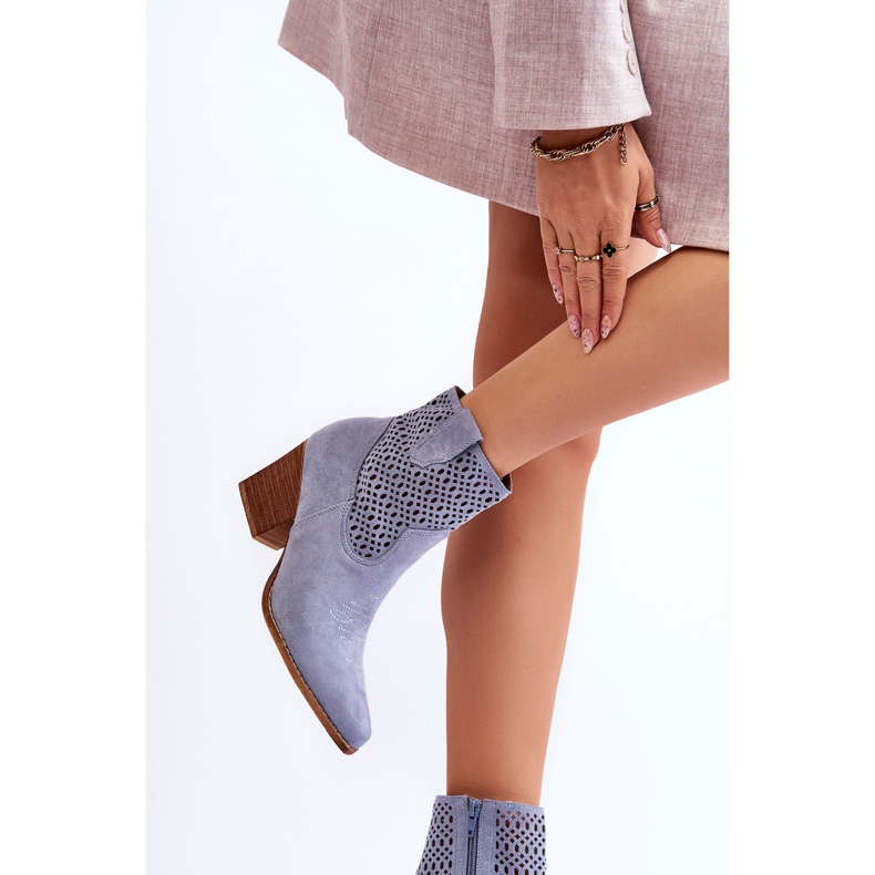 FB1 Santiags Femme en Daim Bleu Clair Norvella 2