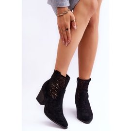 Bottes de cowboy en daim à talon pour femmes noires Norvella 1