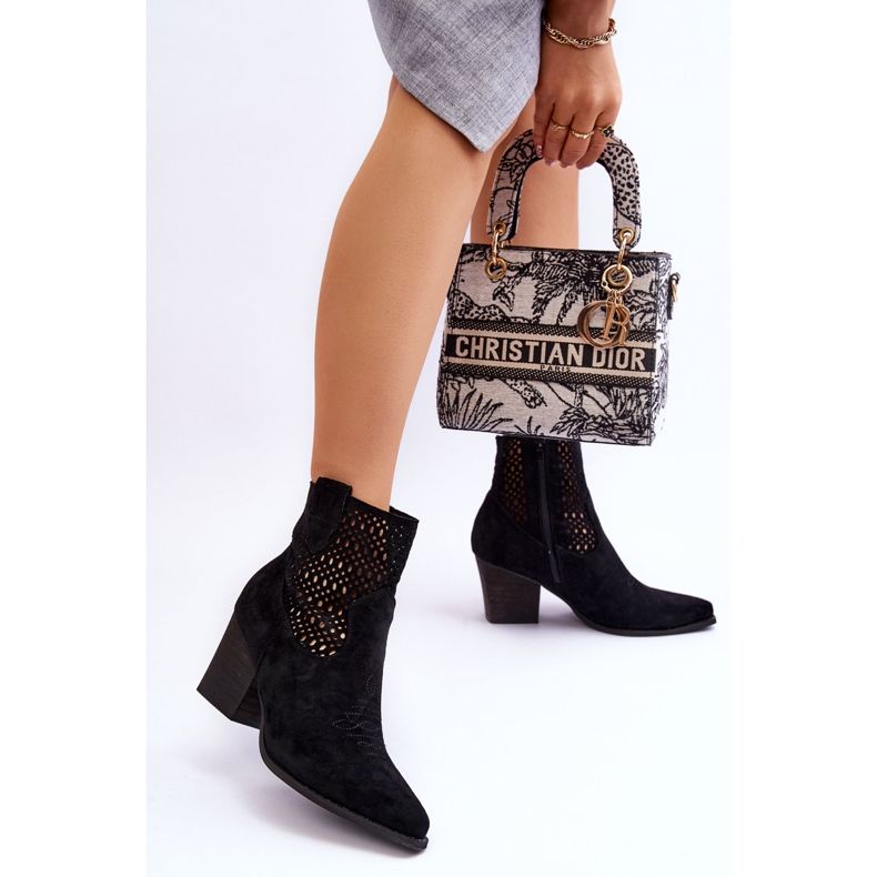 Bottes de cowboy en daim à talon pour femmes noires Norvella le noir 2
