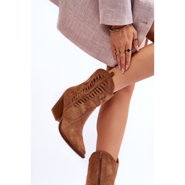 FB1 Bottes de Cowboy en Daim pour Femme Fermeture Éclair Marron Lanna brun 2