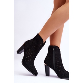 Bottines à Talon Daim Ajouré Noir Logan le noir 2