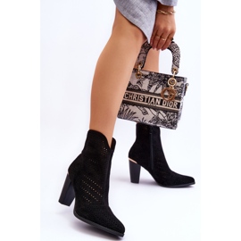 Bottines à Talon Daim Ajouré Noir Logan le noir 3