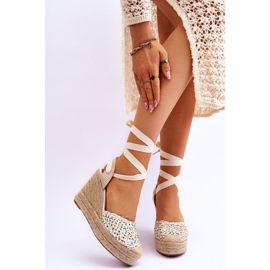 Sandales compensées nouées pour femme Blanc Josephine blanche 1