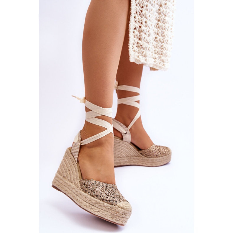Sandales Compensées Femme à Lacets Beige Josephine brun 2 Sandales Compensées Femme à Lacets Beige Josephine brun 2