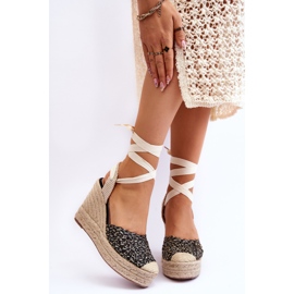 Sandales compensées à lacets pour femme Noir Josephine le noir 1