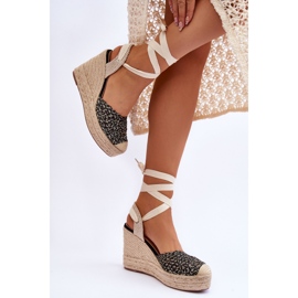 Sandales compensées à lacets pour femme Noir Josephine le noir 4