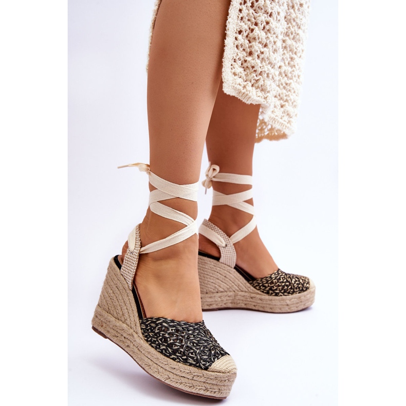 Sandales compensées à lacets pour femme Noir Josephine le noir 2