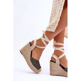 Sandales compensées à lacets pour femme Noir Josephine le noir 3