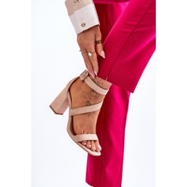 Sandales à talons hauts en daim pour femmes Beige Lanes brun 5