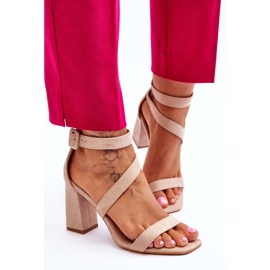 Sandales à talons hauts en daim pour femmes Beige Lanes brun 3