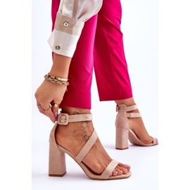 Sandales à talons hauts en daim pour femmes Beige Lanes brun 6