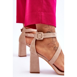 Sandales à talons hauts en daim pour femmes Beige Lanes brun 4
