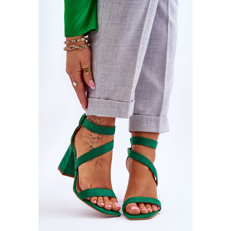 FB2 Sandales à talons hauts en daim pour femmes Green Lanes vert 1