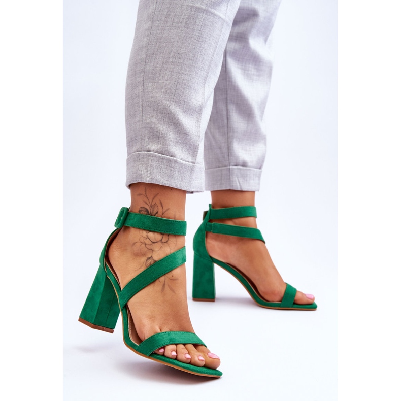 FB2 Sandales à talons hauts en daim pour femmes Green Lanes vert 2