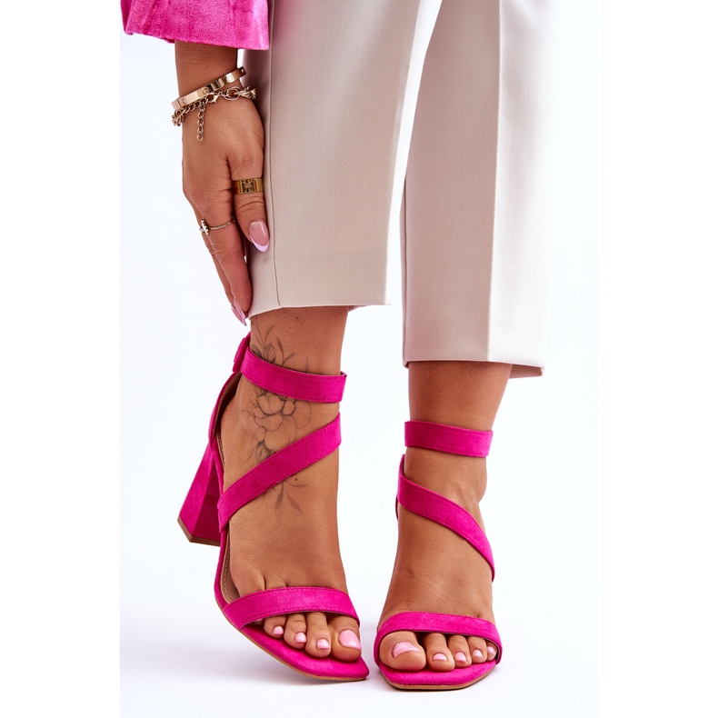 Sandales à talons hauts en daim pour femmes Fuchsia Lanes rose 1