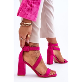 Sandales à talons hauts en daim pour femmes Fuchsia Lanes rose 5
