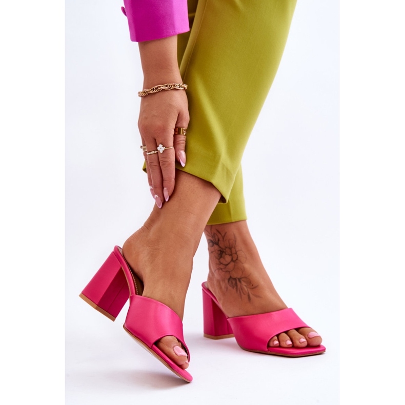 FJ1 Chaussons Classiques Femme Cuir Fuchsia Loara rose 2