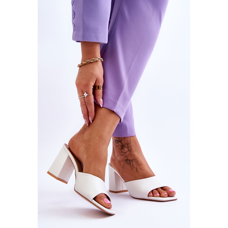 FJ1 Chaussons Classiques en Cuir pour Femme Blanc Loara 2