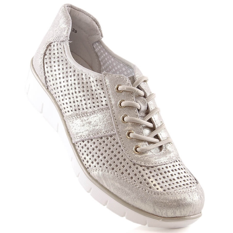 Filippo DP028 chaussures de sport pour femme en cuir ajouré doré 1