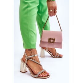 Sandales Avec Zircons Doré Carlotta Talons Hauts d'or 3