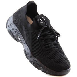 Chaussures de sport à enfiler pour femmes noires Vinceza 13574 1