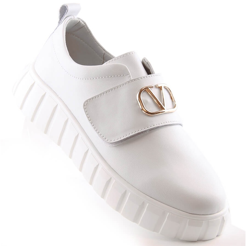 Chaussures en cuir pour femmes sur la plate-forme avec velcro blanc Vinceza 87904 1