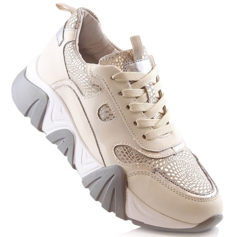 Chaussures de sport en cuir beige pour femmes Filippo DP4516 1 Chaussures de sport en cuir beige pour femmes Filippo DP4516 1