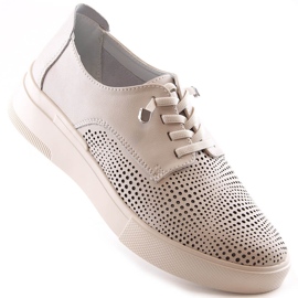Chaussures ajourées en cuir beige pour femme Filippo DP4405 1 Chaussures ajourées en cuir beige pour femme Filippo DP4405 1