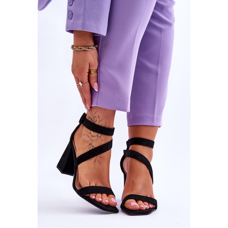 FB2 Sandales à talons hauts en daim pour femmes Black Lanes noir 1