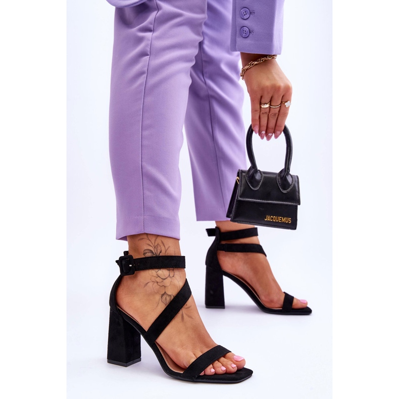 FB2 Sandales à talons hauts en daim pour femmes Black Lanes noir 2