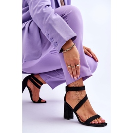 FB2 Sandales à talons hauts en daim pour femmes Black Lanes le noir 7