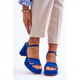 Sandales à plateforme en daim pour femmes Bleu Verda 1