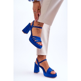 Sandales à plateforme en daim pour femmes Bleu Verda 5