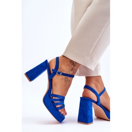 Sandales à plateforme en daim pour femmes Bleu Verda 4
