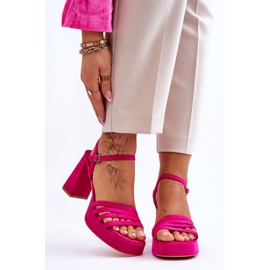 Sandales à plateforme en daim pour femmes Fuchsia Verda rose 1