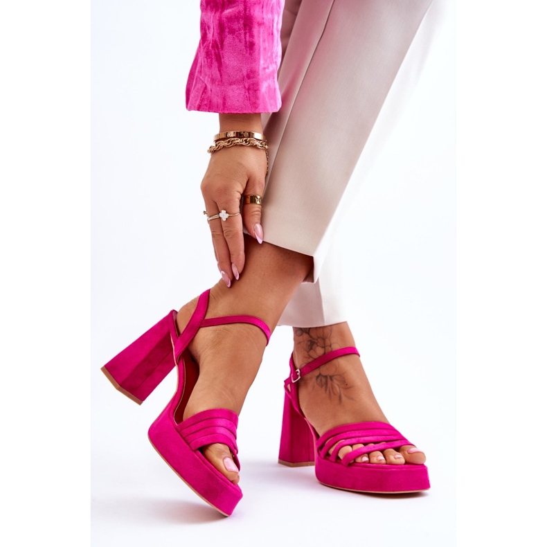 Sandales à plateforme en daim pour femmes Fuchsia Verda rose 2