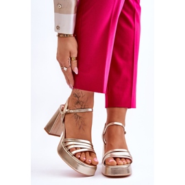 FB2 Sandales à Talons Et Plateformes En Cuir Pour Femme Or Verda doré 1