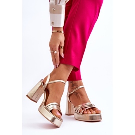 FB2 Sandales à Talons Et Plateformes En Cuir Pour Femme Or Verda doré 2