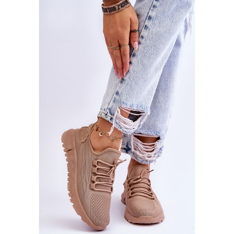 FB2 Baskets à enfiler pour femmes Beige foncé Rosett brun 1