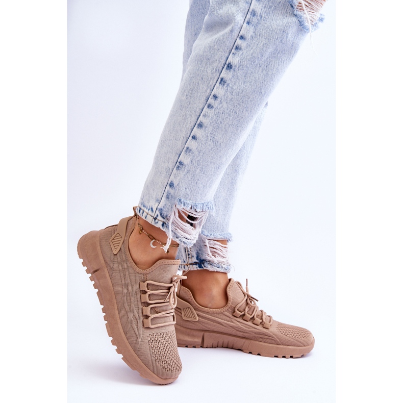 FB2 Baskets à enfiler pour femmes Beige foncé Rosett brun 2