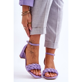 Sandales à talons hauts en daim avec tresse décorative, Azela violet 1