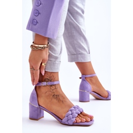 Sandales à talons hauts en daim avec tresse décorative, Azela violet 6