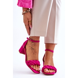 FB2 Sandales à talons hauts en daim avec tresses décoratives Azela fuchsia rose 1