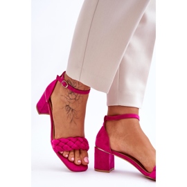FB2 Sandales à talons hauts en daim avec tresses décoratives Azela fuchsia rose 6