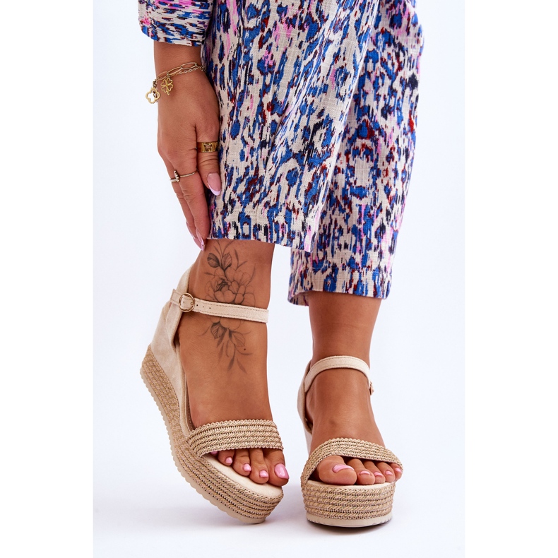 Sandales compensées classiques pour femmes Beige Malmo brun 1