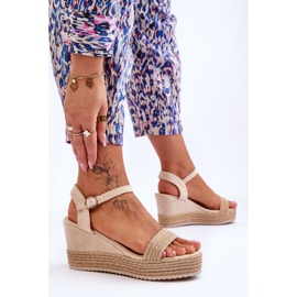 Sandales compensées classiques pour femmes Beige Malmo brun 3